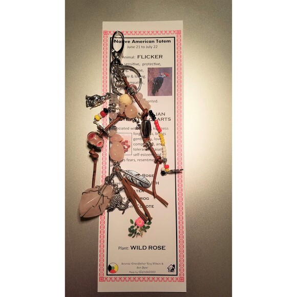 Flicker Key Ring Medicine Wheel Totem - Key Ring/Fob for Purse, Drum or Car - Picture 3 of 4